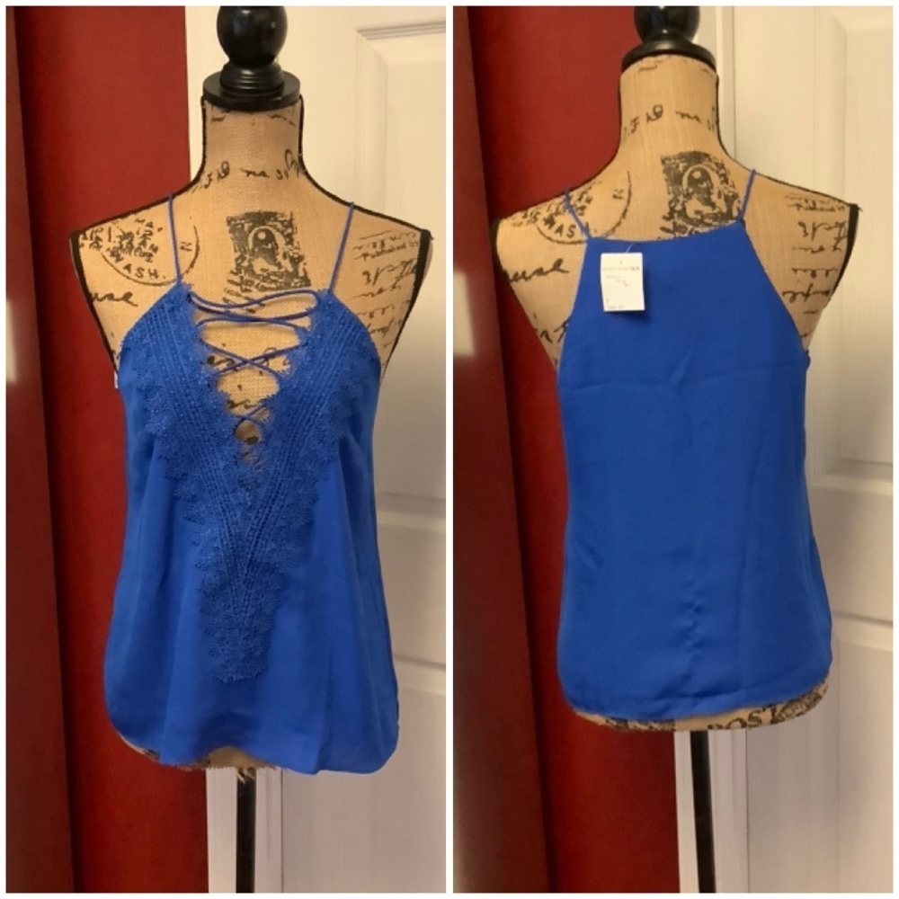 Nwt wayf blue lace up cami size small